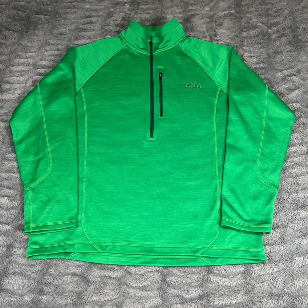 Stio Mens Green Heathered 1/4 Zip Pullover Fleece Jacket Size L AN948